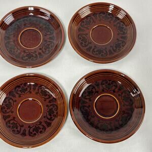 Sheffield Amberstone Fiesta Saucers Plates Set of 4 Vintage 6" Brown